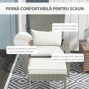 Scaun Adirondack cu taburet din rachita pentru terasa, S - Img 6