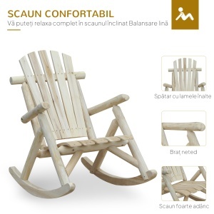 Scaun Balansoar de Gradina Stil Adirondack din Lemn, 66x96x98 cm - Img 5