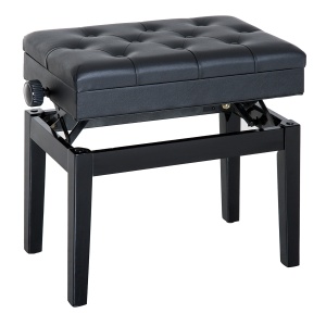 Scaun Băncuță pentru Pian cu compartiment depozitare, înălțime reglabilă 54.5x33x48-58cm, Negru,