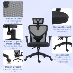 Scaun Birou Ergonomic – Reglabil, Suport Lombar & Tetiera - Img 5