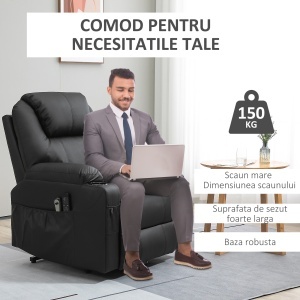 Scaun cu Ridicare Electrica, Masaj si tapitarie din PU - Img 7