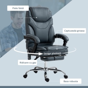 Scaun de Birou cu Masaj, Încălzire, Înălțime Reglabilă și Suport pentru Picioare, 67x67x113-121 cm, Gri - Img 7