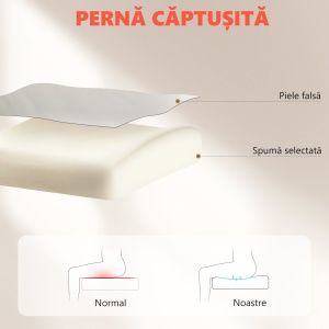 Scaun de Birou cu Masaj la 6 Puncte și Funcție de Încălzire, Reglabil 135° din Piele PU cu Suport pentru Picioare, Brațe Tapițate, Înălțime Reglabilă, Spătar Înalt, Gri Deschis - Img 6