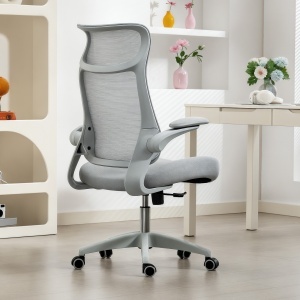 Scaun de birou ergonomic cu cotiere reglabile și tetieră, gri - Img 9