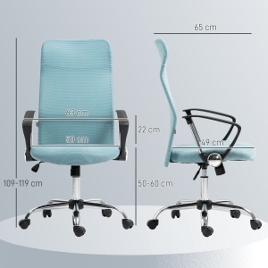 Scaun de Birou Ergonomic cu Înălțime Reglabilă și Spătar din Plasă, Verde - Img 3