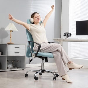 Scaun de Birou Ergonomic cu Înălțime Reglabilă și Spătar din Plasă, Verde - Img 8