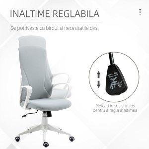 Scaun de birou ergonomic si tapitat, cu inaltime reglabila si functie de inclinare, 62x56x110-119.5 cm, gri - Img 4