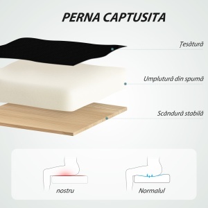 Scaun de Birou Rotativ cu Inel pentru Sprijinirea Picioarelor și Spătar Curbat, 55x58x94 cm, Negru - Img 7