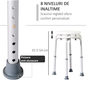 Scaun Dus – Reglabil, Antialunecare, Alb - Img 5