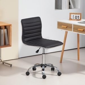 Scaun Ergonomic de Birou din Piele Ecologică cu Înălțime Reglabilă, Șezut Rotativ și 5 Rotile, 48x52x90 cm, Negru - Img 2