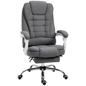 Scaun Ergonomic de Birou Reglabil cu Suport pentru Picioare, Spătar Înalt și Brațe, 65x70x115-123 cm, Gri - Img 1