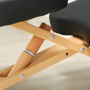 Scaun Ergonomic pentru Genunchi cu Înălțime Reglabilă din Lemn cu Rotile, 42x70x42-52 cm, Negru - Img 9
