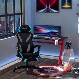 Scaun Gaming Ergonomic 65×65×119‑129 cm Negru/Albastru - Img 2