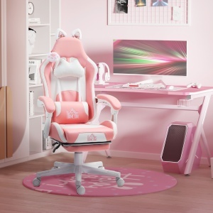 Scaun Gaming Ergonomic Roz cu Urechi Pisica - Img 2