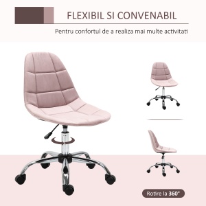 Scaun Pivotant pentru Birou Ergonomic Reglabil Roz - Img 5