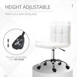 scaun rotativ din piele sintetica, 46x51x76-88cm, alb - Img 4