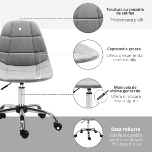 scaun rotativ, ergonomic, 59x59x81-91cm gri - Img 6