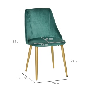 Scaune Moderne și Capitonate, Set din 2 Piese pentru Salon, Sufragerie, Bucătarie sau Zona de Servit Masa, 50x56.5x85 cm, Verde - Img 3