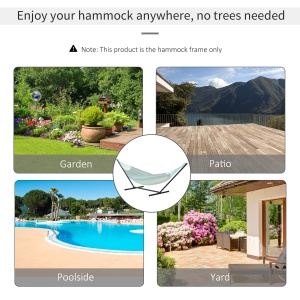 Schelet pentru Hamac Greutate Maxima 120Kg in Metal, Negru, 360x92x112cm - Img 4