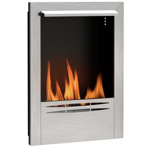 Șemineu pe Bioetanol de Perete cu Arzător 0,9L pentru Durată 3,3 Ore și Acoperire 20m², 48x18x59 cm, Argintiu