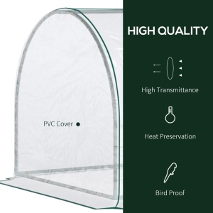 Sera de gradina cu cadru din otel si invelis din PVC, 250x100x80cm, Verde si transparent - Img 4
