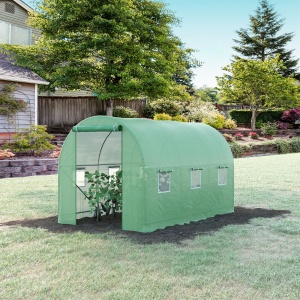Seră de Grădină cu Ferestre, Ușă și Acoperiș Rotunjit, 3.5x2x2m, Verde - Img 2