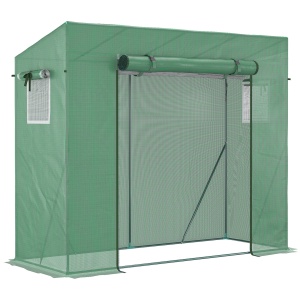 Sera de gradina din PE si otel cu 4 carlige, 2 ferestre laterale si copertina superioara ranforsata, 200x77x148-169 cm - Img 1
