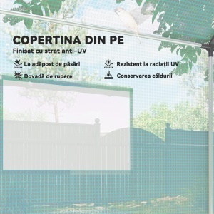Seră de Grădină Tip Tunel 2x3x2 m cu Uși și Ferestre Rulabile, Seră pentru Grădină cu Acoperiș Înclinat, Structură din Oțel și Acoperire PE, pentru Legume, Flori, Fructe, Anti-UV, Verde - Img 4