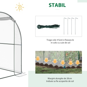 sera gradina tip tunel din PVC, 250x200x200 cm - Img 5