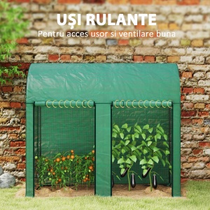 Seră pentru grădină 2 m² dim. 2L x 1l x 1,78H m 2 Uși cu fermoar rulante Oțel PE Înaltă densitate 140 g/m² Anti-UV verde - Img 6