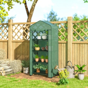 Sera Portabilă, Seră pentru Plante, Flori, Structură Exterioară cu 4 Rafturi, Acoperire PE, Verde - Img 9