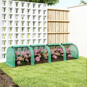 Seră Portabilă Tip Tunel 4x1x0.8 m cu 4 Uși cu Fermoar, Acoperire PVC Rezistentă la Apă/UV - Img 9