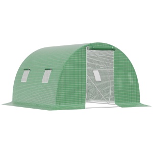 Sera tunel de gradina cu protectie din PE, Usa cu incuietoare si 4 ferestre, verde - Img 1