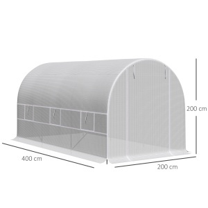 Seră Tunel Grădină 4×2×2 m, Cadru Oțel Galvanizat, Prelată PE, 6 Ferestre Rulabile, Ventilație și Protecție UV - Img 3