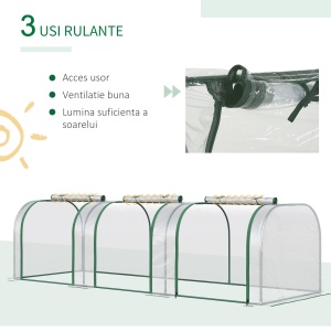 Sera Tunel PVC & Otel – 295×100×80 cm, Cu Usi Fermoar - Img 7