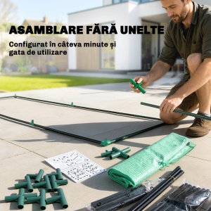 Sera Verticală pentru Balcon cu Ușă și Ferestre Rulabile, Sera pentru Grădină cu Structură din Oțel și Acoperiș din PE, pentru Plante, Legume, Flori, Fructe, Anti UV, 170x68x200 cm, Verde - Img 7