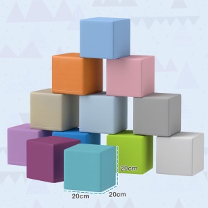 Set 12 Cuburi de Jucărie Moi pentru Copii 12-36 Luni, 20x20x20 cm, Multicolor Închis - Img 3
