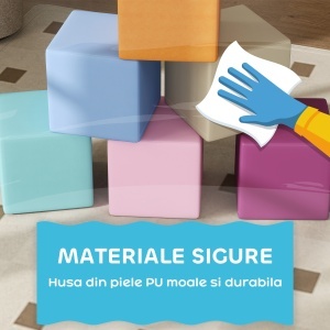 Set 12 Cuburi de Jucărie Moi pentru Copii 12-36 Luni, 20x20x20 cm, Multicolor Închis - Img 6