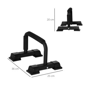 Set 2 Bare Paralele din Oțel pentru Fitness cu Mânere din Antiderapante, 36x25x20 cm, Negru - Img 3