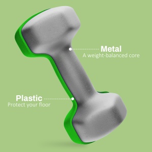Set 2 Greutăți Hexagonale cu Gantere Pereche cu Prindere Antiderapantă pentru Antrenament de Fitness Acasă, 18x7x7 cm, Verde - Img 5