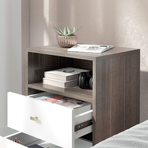 Set 2 Noptiere Moderne – Gri, cu 2 Sertare & Raft Deschis - Img 9