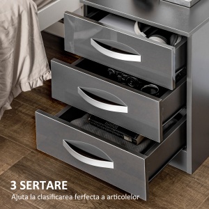 Set 2 Noptiere Moderne cu design compact si 3 sertare - Img 5