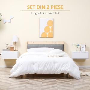 Set 2 Noptiere Suspendate – Sertar Alb, MDF & PAL - Img 6