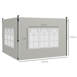 Set 2 Pereți Laterali pentru Chioșcuri, Foi Foișor cu Ferestre din PE și Plastic, 3x3 m sau 3x6 m, Alb - Img 3