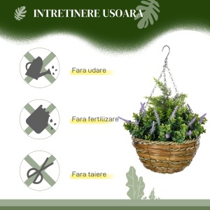 Set 2 Plante Artificiale de Lavandă cu Ghiveci și Cârlig, Ø25x34 cm, Verde și Violet - Img 6