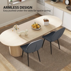 Set 2 Scaune cu Spătar Curbat, Scaune Moderne de Bucătărie în Material Textil de Tip In cu Picioare de Oțel pentru Sufragerie, 46x56x86 cm, Gri și Negru - Img 7