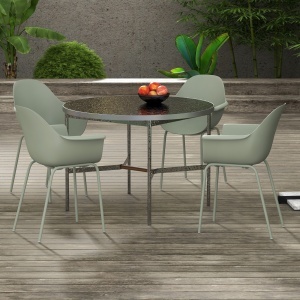 Set 4 Scaune de Exterior 59x55x84 cm din PP și Oțel Verde - Img 2