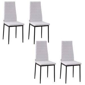 Set 4 Scaune Moderne – Alb, Metal & Textil pentru Camera de Zi - Img 1