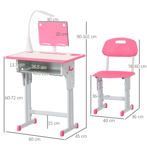 Set Birou Copii 6–12 Ani – Reglabil cu Lampa Roz - Img 3