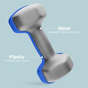 Set de 2 Greutăți Hexagonale, Set de Gantere cu Prindere Antiderapantă pentru Antrenament Acasă, 24x9x9 cm, Albastru - Img 5
